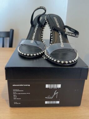 Alexander Wang Black PVC-Strap Studded Sandals